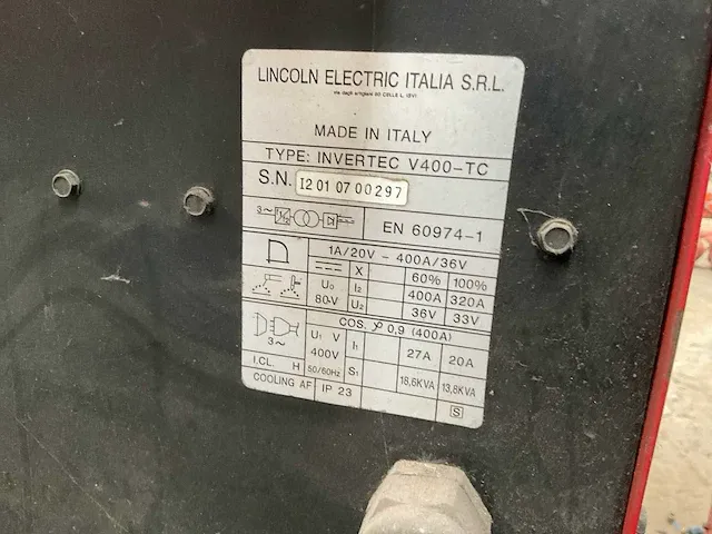 Lincoln electric invertec v400-tc lasapparaat - afbeelding 6 van  6