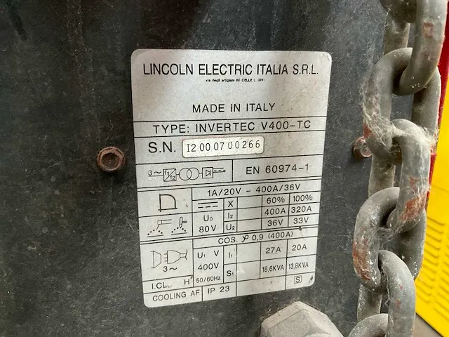 Lincoln electric invertec v400-tc lasapparaat - afbeelding 5 van  6