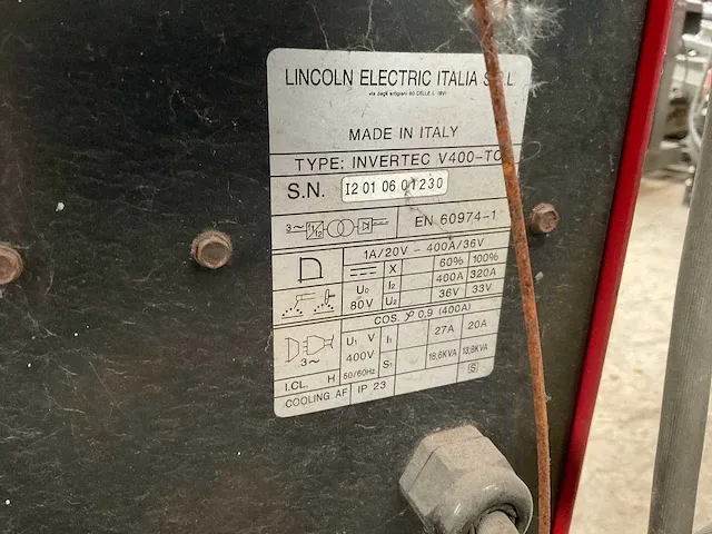 Lincoln electric invertec v400-tc lasapparaat - afbeelding 7 van  7