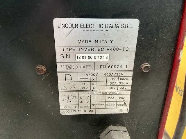 Lincoln electric invertec v400-tc lasapparaat - afbeelding 6 van  6