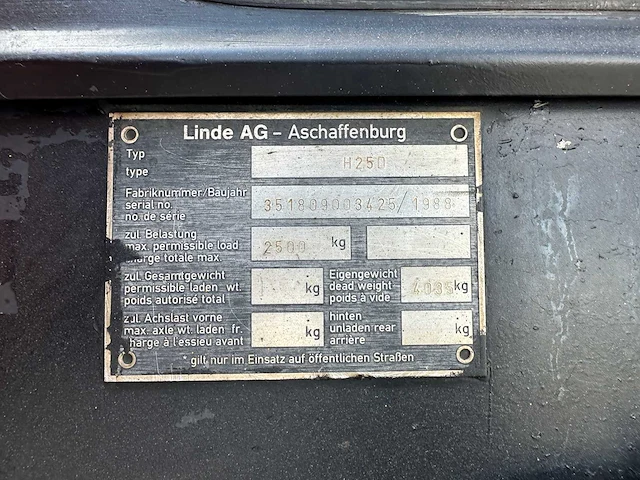 Linde - 1988 - h25d - vorkheftruck - afbeelding 30 van  36