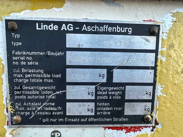 Linde - h40dw - vorkheftruck - 1988 - afbeelding 25 van  31