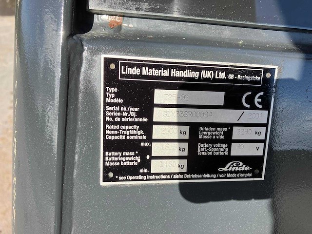 Linde e25-02 vorkheftruck 2004 - afbeelding 59 van  62