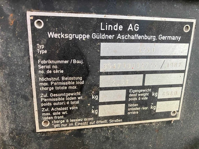 Linde h25d vorkheftruck 1987 - afbeelding 2 van  46