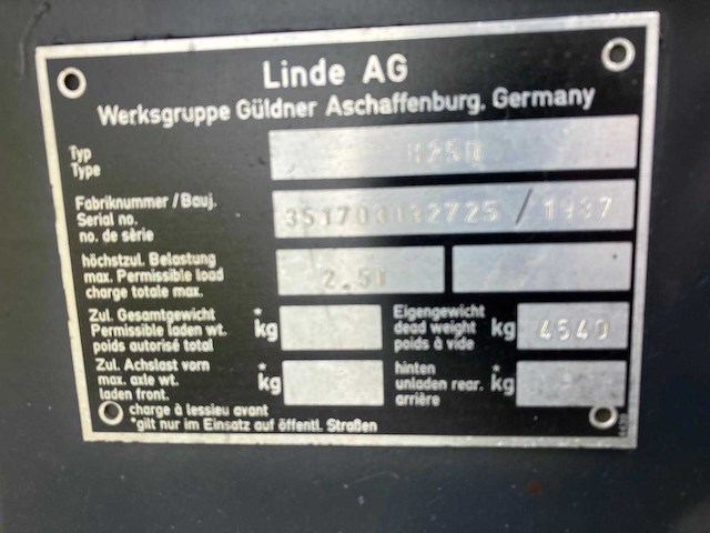 Linde h25d vorkheftruck 1987 - afbeelding 31 van  46