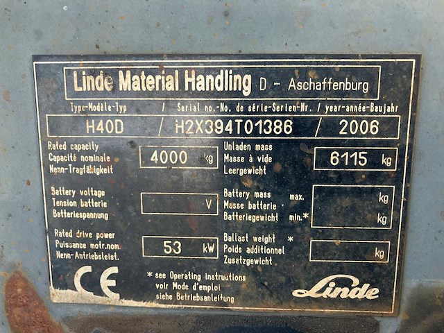 Linde h40d vorkheftruck 2006 - afbeelding 3 van  4