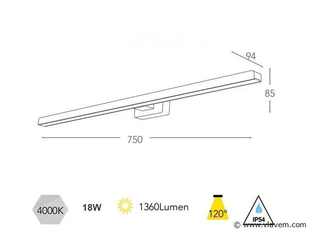 Linea nero design spiegel armatuur - afbeelding 2 van  4