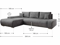 Linker bank met slaapfunctie - grijs - afbeelding 3 van  5