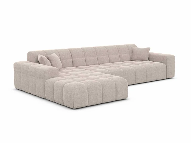 Linker hoekbank - beige gestructureerde stof - afbeelding 1 van  8