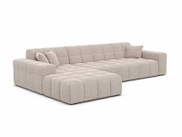 Linker hoekbank - beige gestructureerde stof - afbeelding 1 van  8