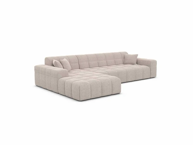 Linker hoekbank - beige gestructureerde stof - afbeelding 2 van  8