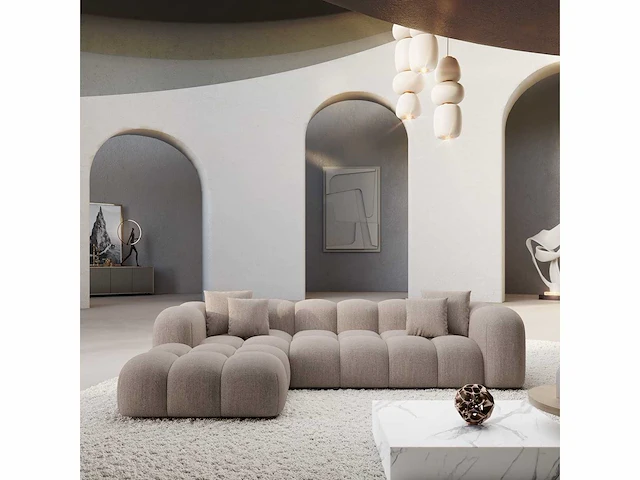 Linker hoekbank - beige stof - afbeelding 2 van  7