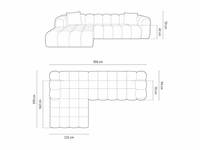 Linker hoekbank - cappuccino structurele stof - afbeelding 6 van  6