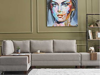 Linker hoekbank - crèmekleurige stof