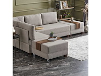 Linker hoekbank - crèmekleurige stof - afbeelding 6 van  12