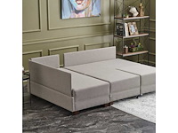 Linker hoekbank - crèmekleurige stof - afbeelding 7 van  12