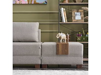 Linker hoekbank - crèmekleurige stof - afbeelding 8 van  12