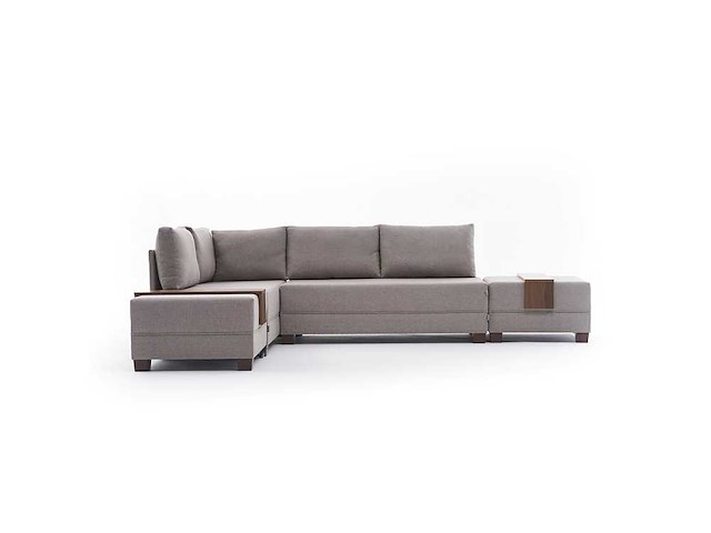 Linker hoekbank - crèmekleurige stof - afbeelding 9 van  12