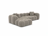 Linker hoekbank - donkerbeige fluweel - afbeelding 3 van  8