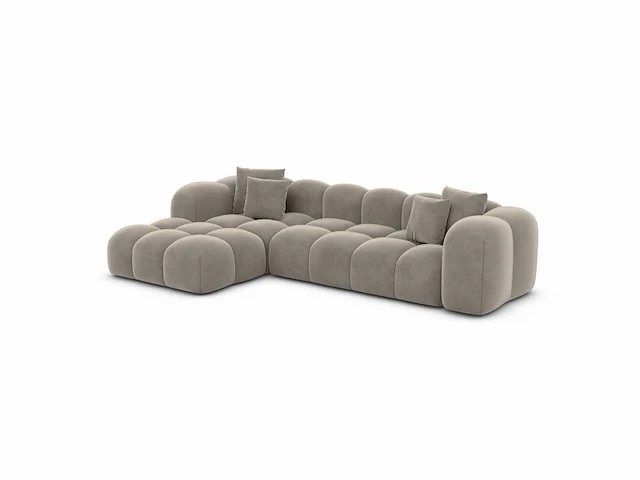 Linker hoekbank - donkerbeige fluweel - afbeelding 5 van  8