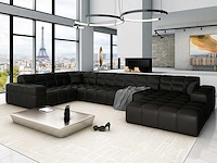 Linker panoramische hoekbank - zwart pu - afbeelding 1 van  10