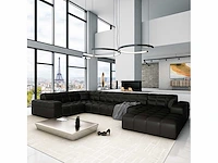 Linker panoramische hoekbank - zwart pu - afbeelding 3 van  10
