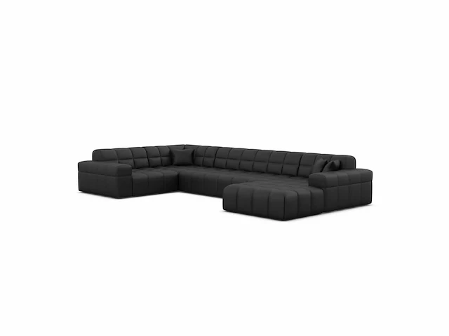 Linker panoramische hoekbank - zwart pu - afbeelding 4 van  10