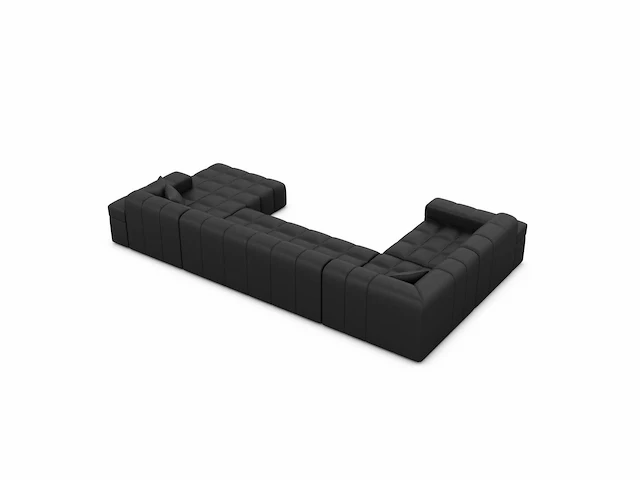 Linker panoramische hoekbank - zwart pu - afbeelding 6 van  10