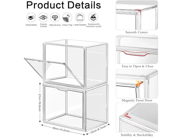 Linyapry doorzichtige plastic opbergorganizer (4 stuks) - afbeelding 2 van  4