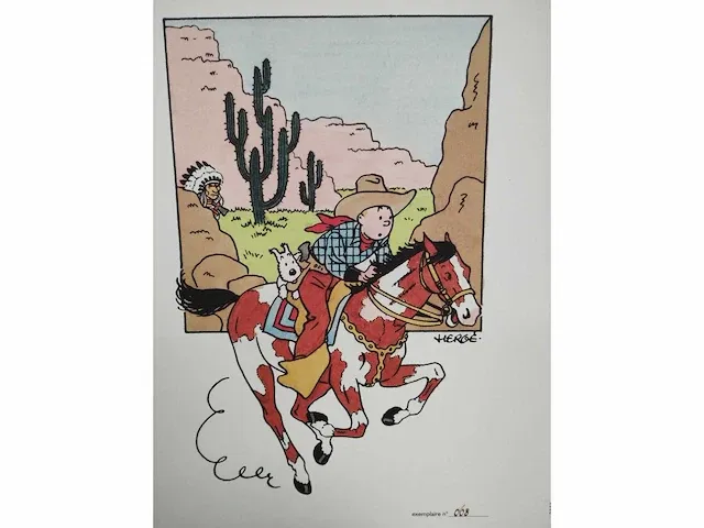 Lithografie kuifje in amerika - afbeelding 1 van  4