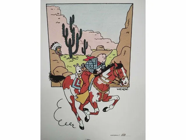 Lithografie kuifje in amerika - afbeelding 2 van  4