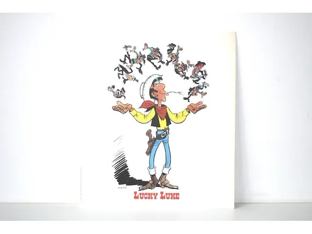 Lithografie/zeefdruk lucky luke - 21 x 24cm - afbeelding 1 van  8