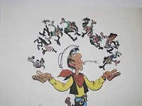 Lithografie/zeefdruk lucky luke - 21 x 24cm - afbeelding 4 van  8