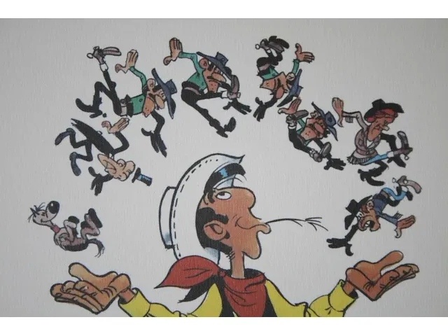 Lithografie/zeefdruk lucky luke - 21 x 24cm - afbeelding 6 van  8