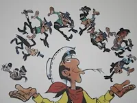 Lithografie/zeefdruk lucky luke - 21 x 24cm - afbeelding 6 van  8