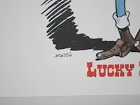 Lithografie/zeefdruk lucky luke - 21 x 24cm - afbeelding 8 van  8