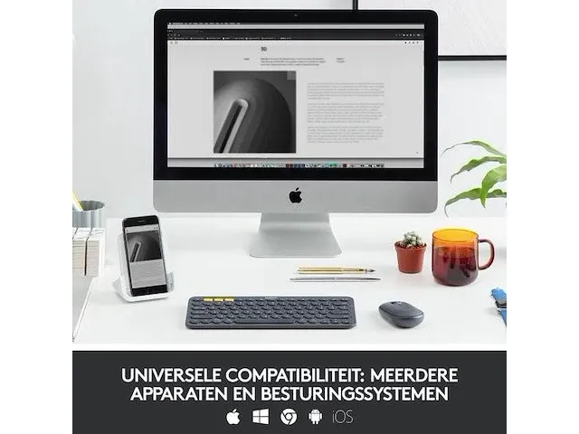 Logitech k380 - draadloos bluetooth toetsenbord -azerty frans - zwart - afbeelding 3 van  5