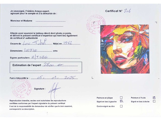 Loîc tuhal - visage - olie op doek - 100x100 cm - afbeelding 10 van  13