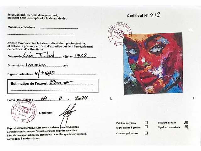 Loîc tuhal - visage - olie op doek - afbeelding 7 van  12