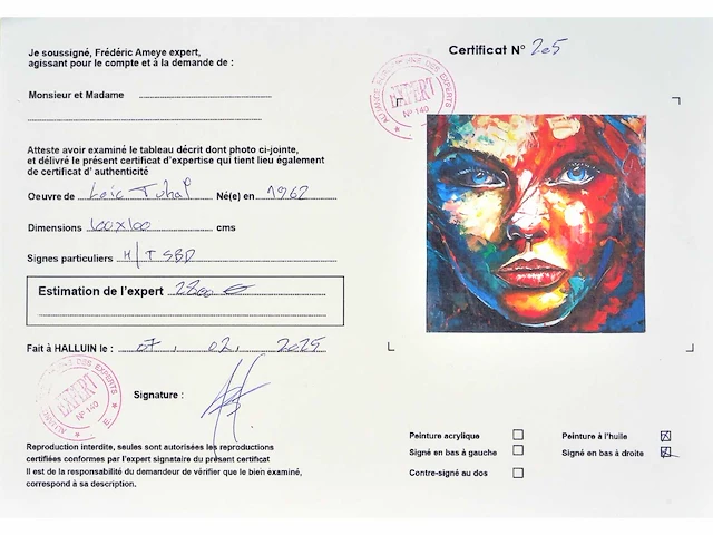 Loîc tuhal - visage - olie op doek - afbeelding 7 van  12