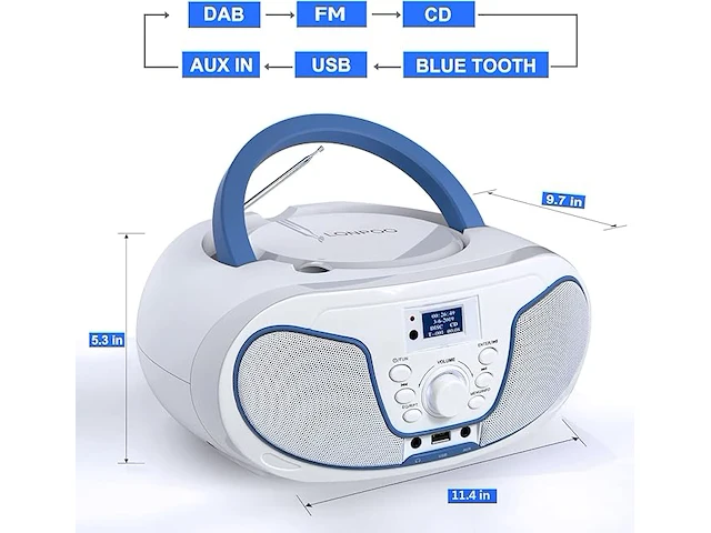 Lonpoo dab+ radio draagbare cd-speler - afbeelding 4 van  6