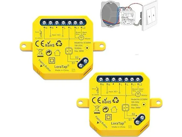 Loratap 2-delige wifi smart inbouwschakelaar voor rolluiken - afbeelding 1 van  2