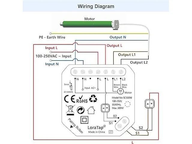 Loratap 2-delige wifi smart inbouwschakelaar voor rolluiken - afbeelding 2 van  2