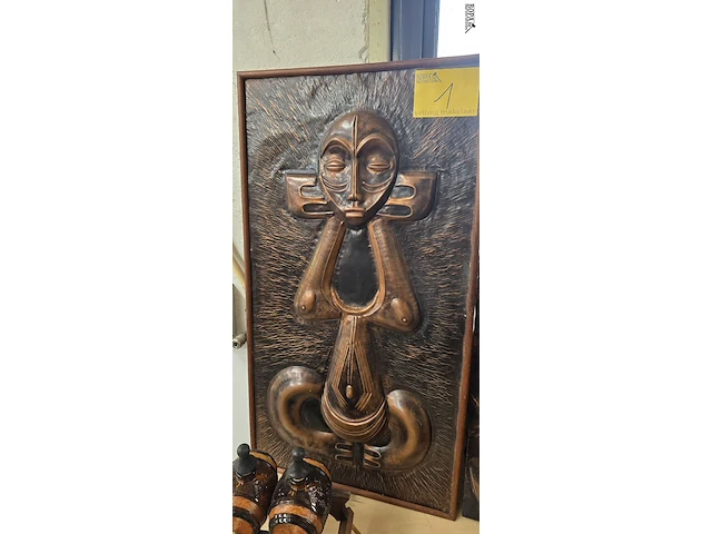 Lot 1 - afrikaanse kunstwerken op koperen plaat 2 stuks - afbeelding 2 van  3