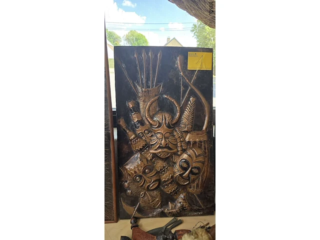 Lot 1 - afrikaanse kunstwerken op koperen plaat 2 stuks - afbeelding 3 van  3