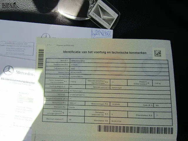 Lot 1 - mercedes v-klasse 220d (2022-chass.w1v44781313960502) - afbeelding 8 van  16