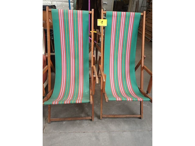 Lot 1 - retro strandstoel. 2 stuks - afbeelding 1 van  4