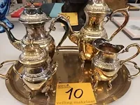 Lot 10 - theestel verzilverd op plateau - afbeelding 2 van  4