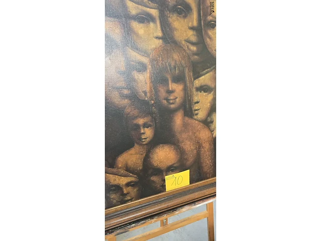 Lot 10 - uniek schilderij ekspressie van koppen met certificaat - afbeelding 2 van  7