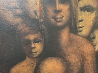 Lot 10 - uniek schilderij ekspressie van koppen met certificaat - afbeelding 2 van  7